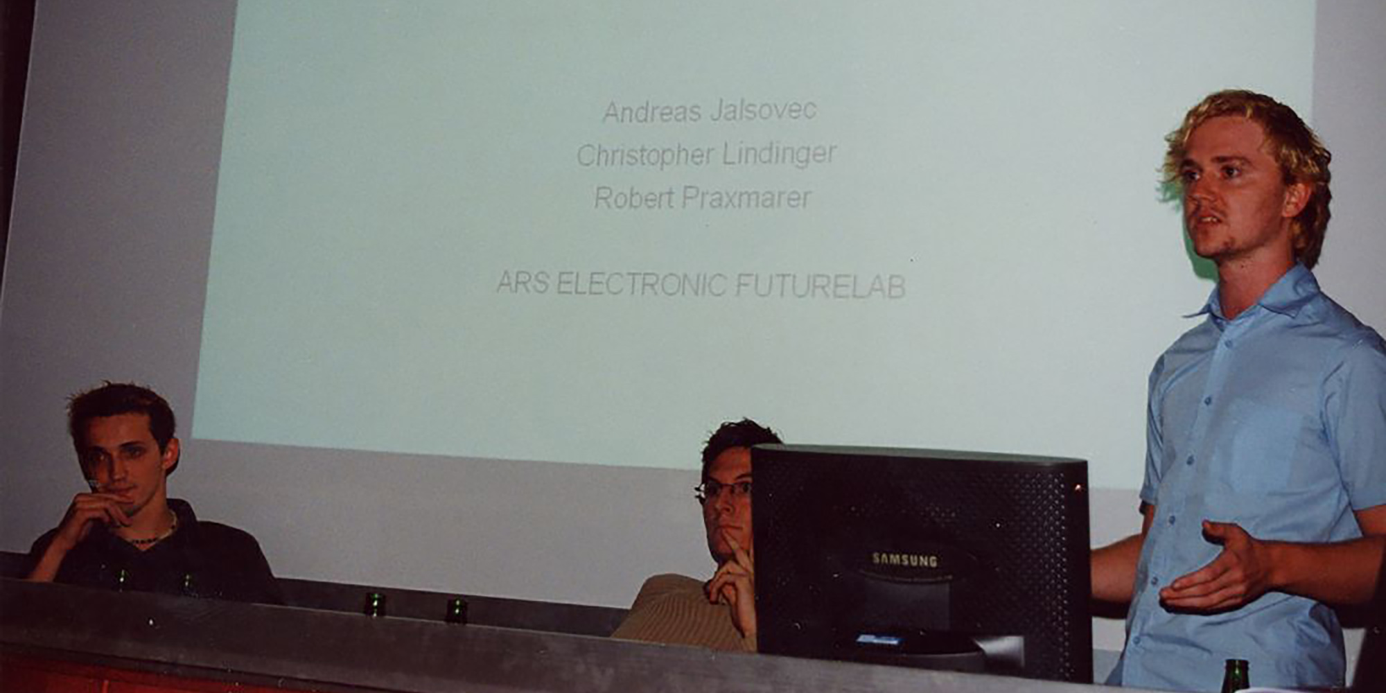 Pixelspaces 2001 – Foto (von links nach rechts): Andreas Jalsovec (AT), Christopher Lindinger (AT), Robert Praxmarer (AT).
