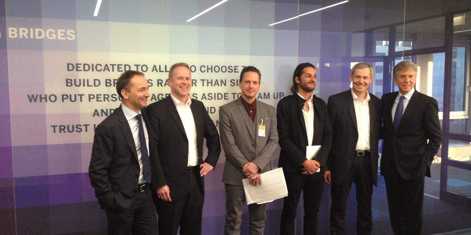 Building Bridges project team (SAP, Ars Electronica Futurelab) with Rupert Huber