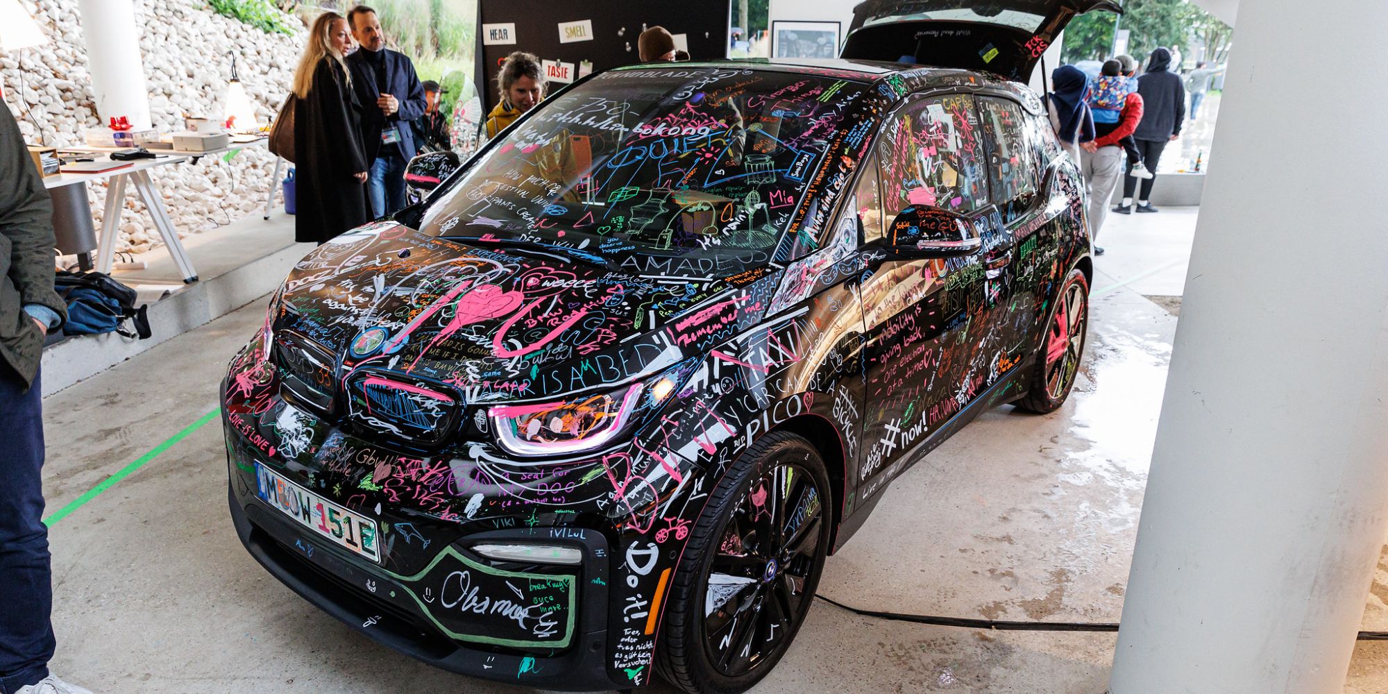Wishes and messages regarding future mobility written on the reimagined car