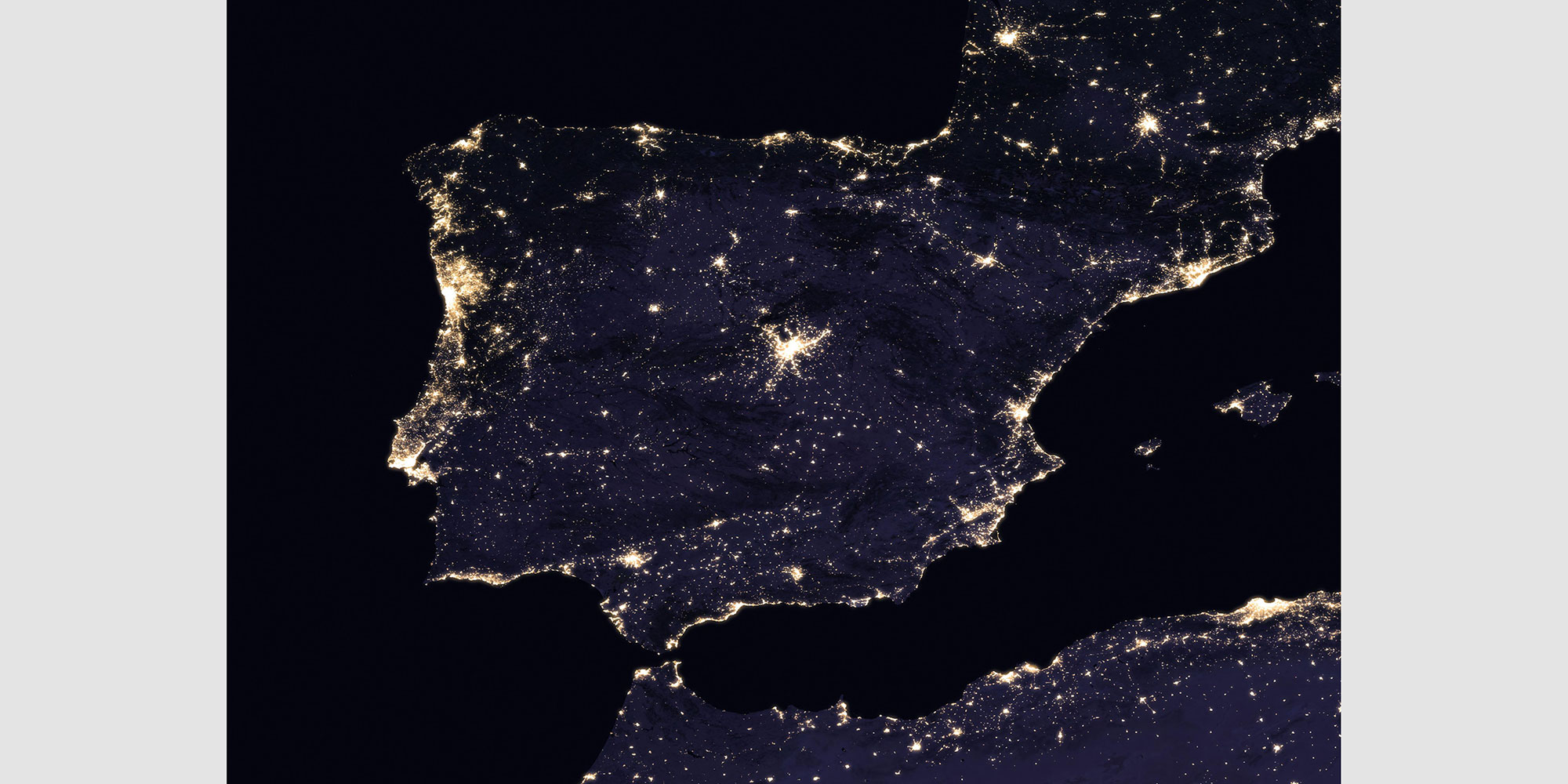 Light map Portugal & Spain, The Night Sky